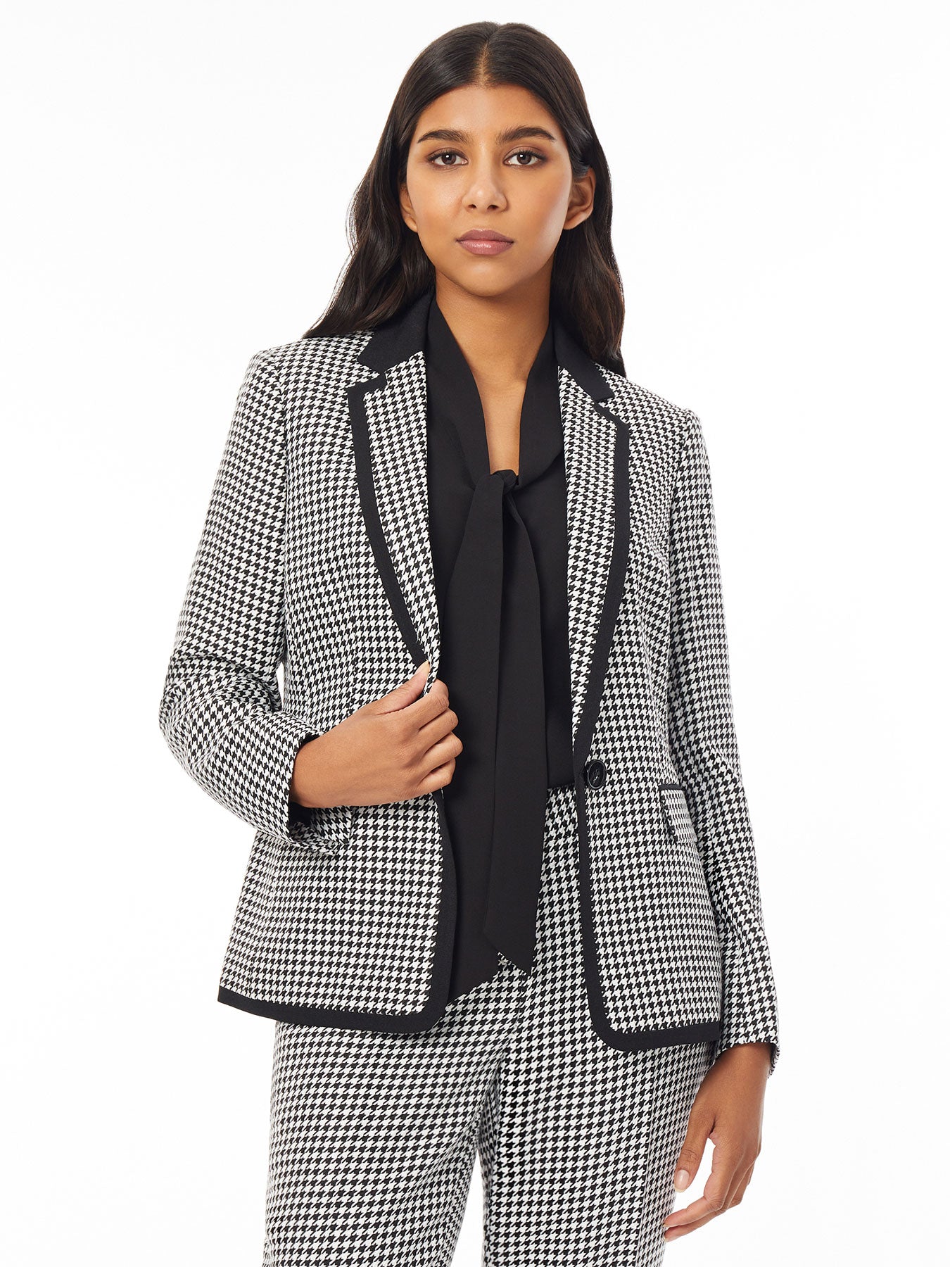 Petite houndstooth outlet blazer