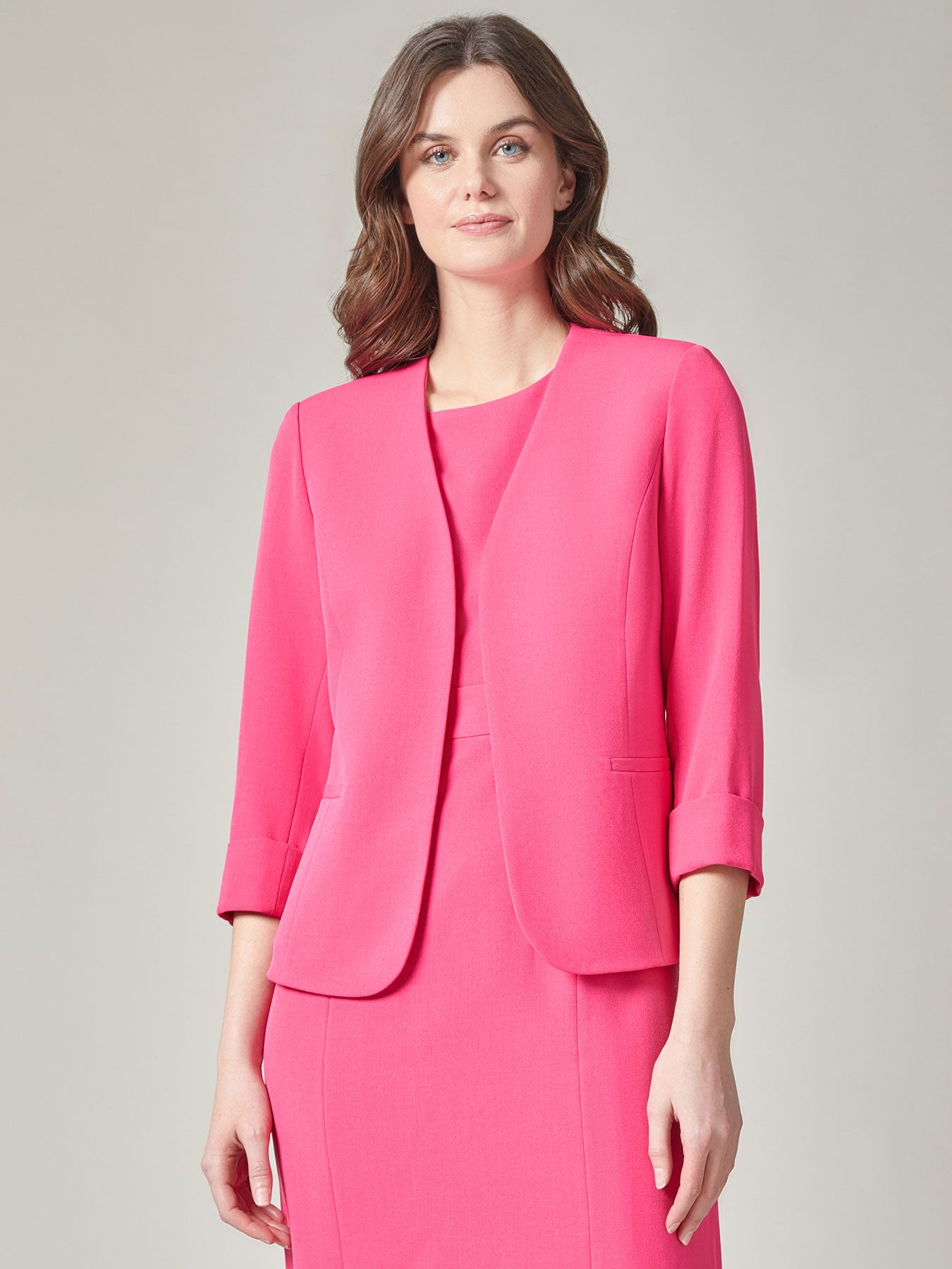 Kasper, Jackets & Coats, Kasper Separates Pink Black Jacket With 34  Sleeves Size