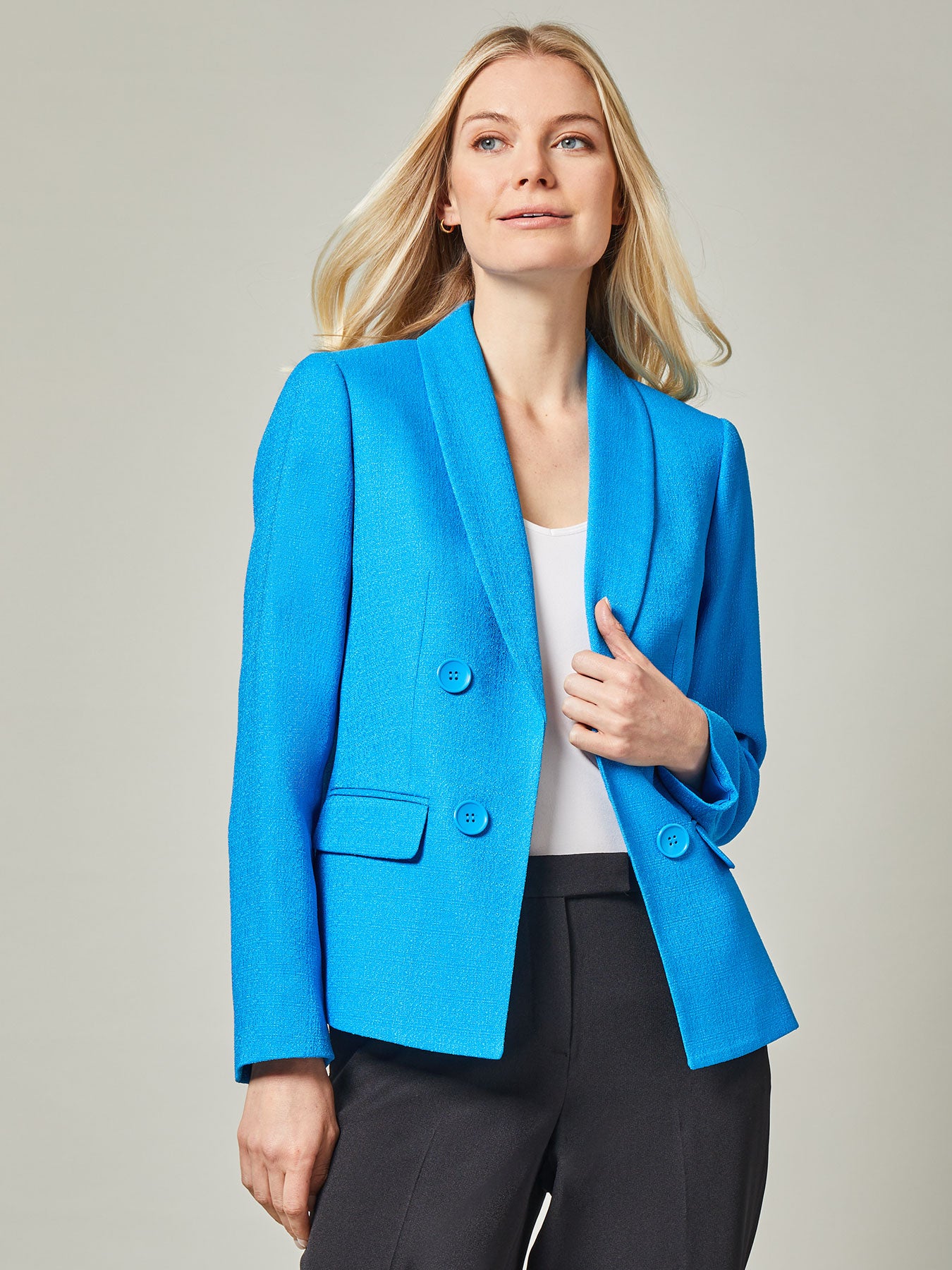 Blazer Blue Set For Women Stripe Long Sleeve Pant Suits Office