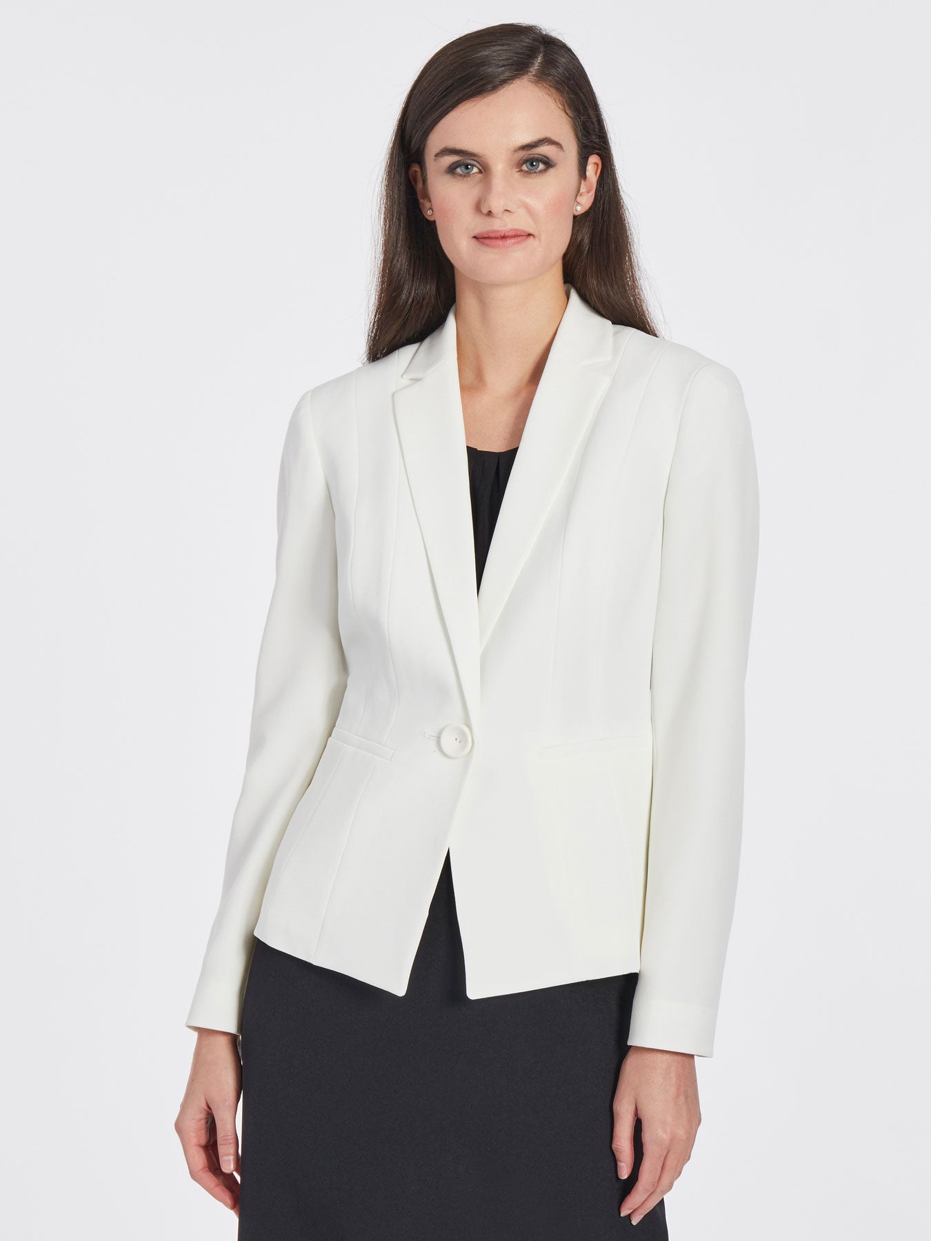 Plus White Shoulder Pad Fitted Blazer