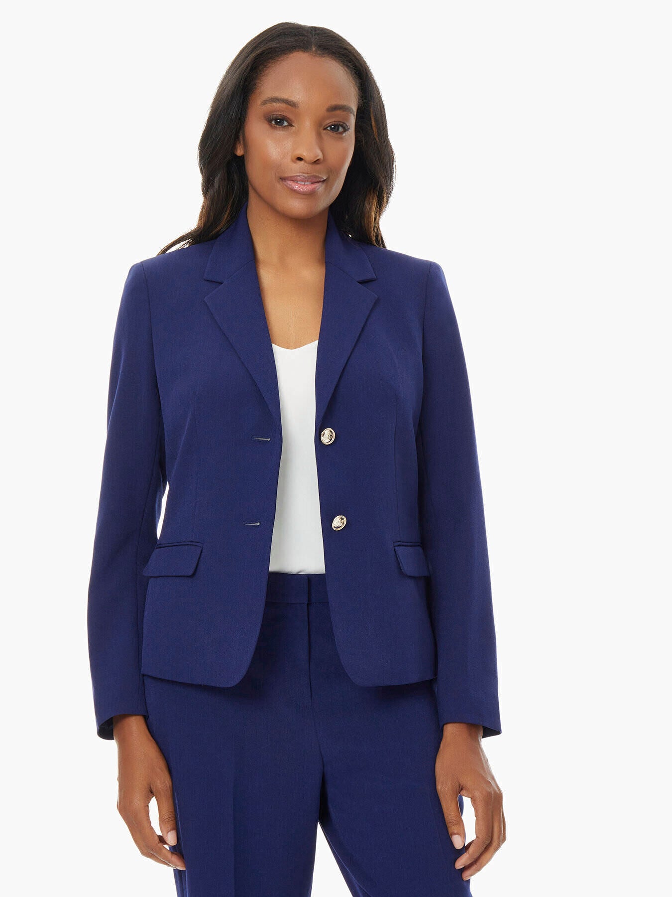 Kasper Womens Plus Notch Collar Suit Separate One-Button Blazer
