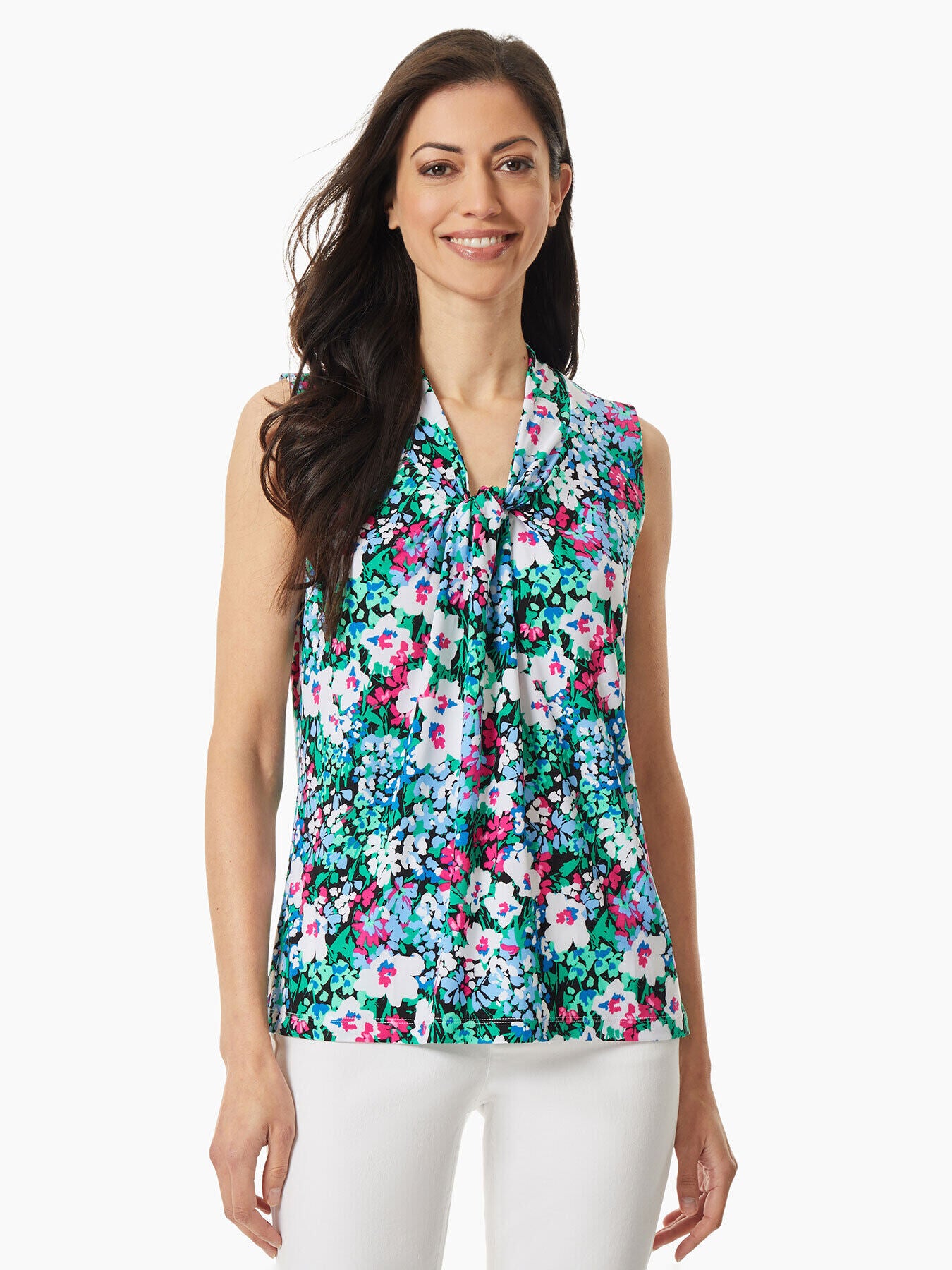 Floral Sleeveless Top - Knot Front Top