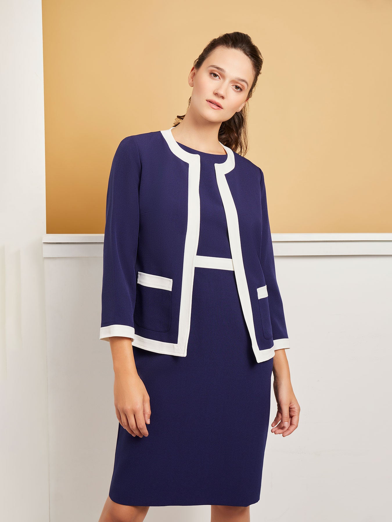 Melina Pant In Navy With Cream Print – St Frock