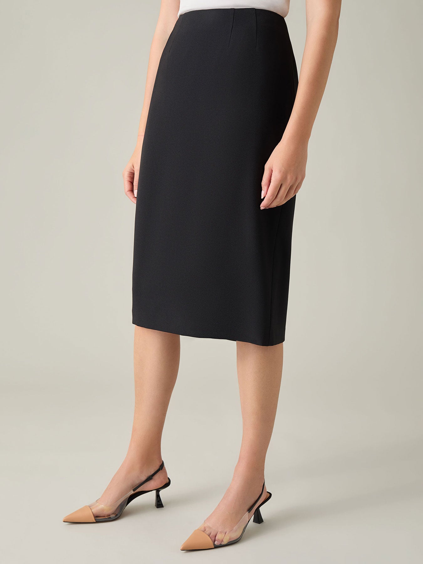 Kasper Crepe Pencil Midi Skirt Black 10