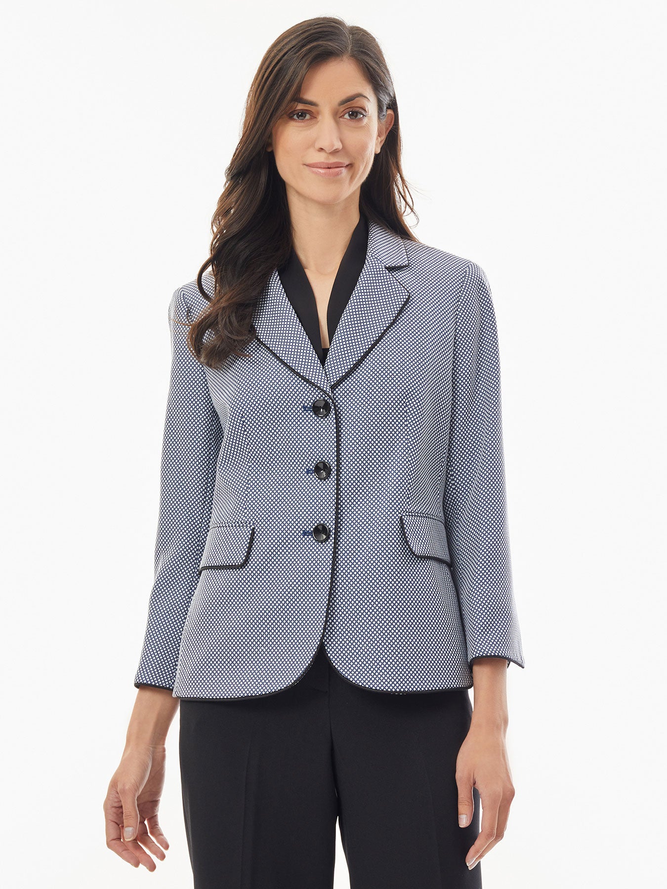 Jacquard Jacket - Notch Collar Blazer | Kasper