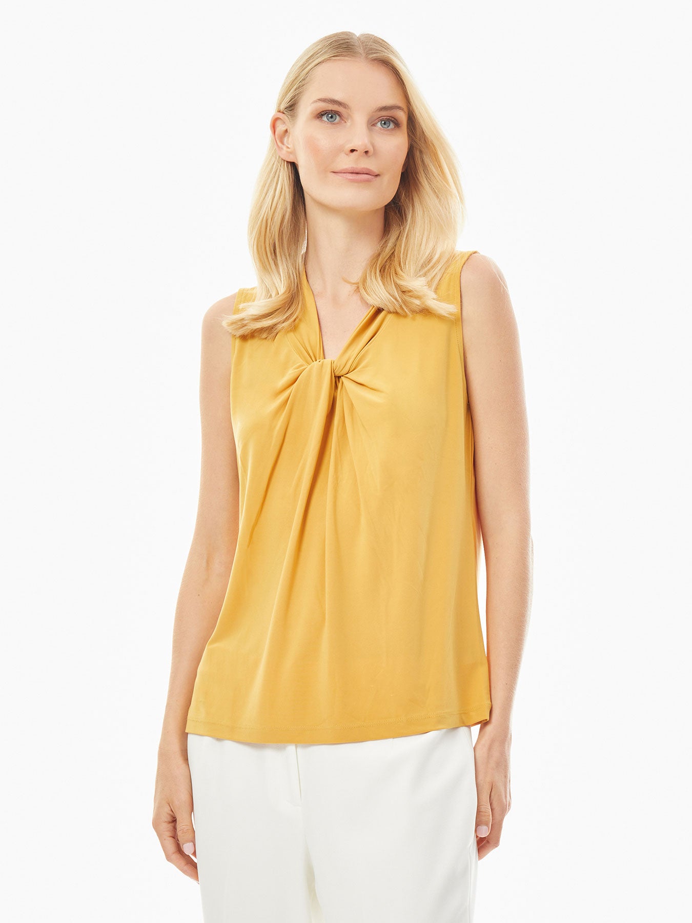 Knot Front Top - Plus Size Yellow Blouse | Kasper