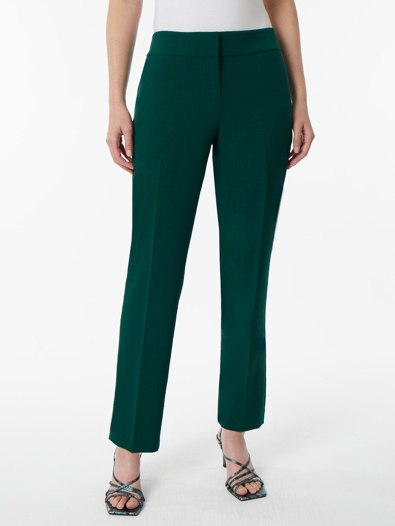 St. John Stretch Crepe Side Button Pant - Green - 12