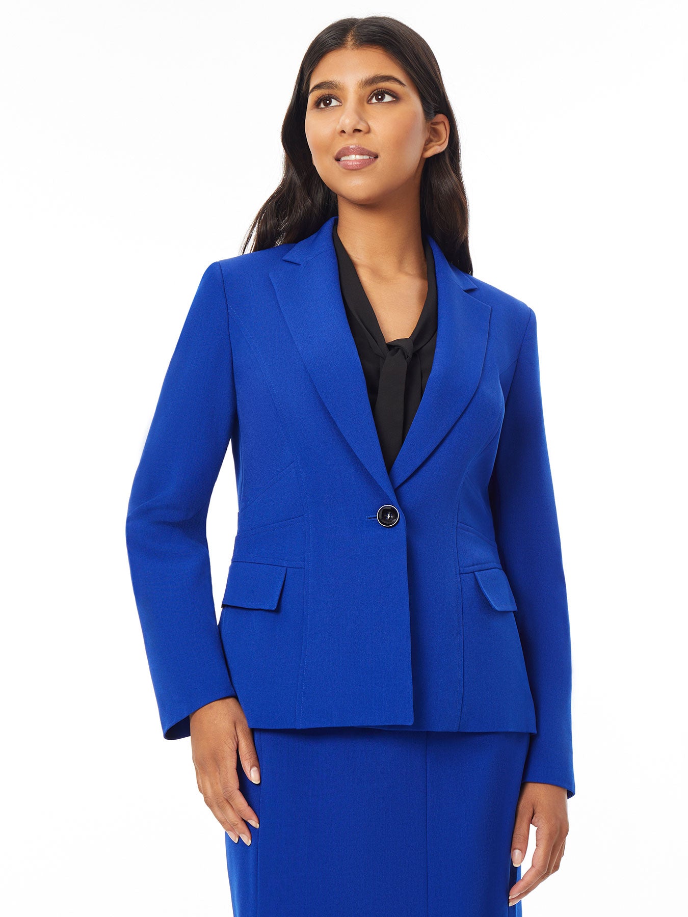 Kasper Women's 1 Button Panel Seamed Jacket W/ 2 Slit, Royal Blue, 4 at   Women's Clothing store