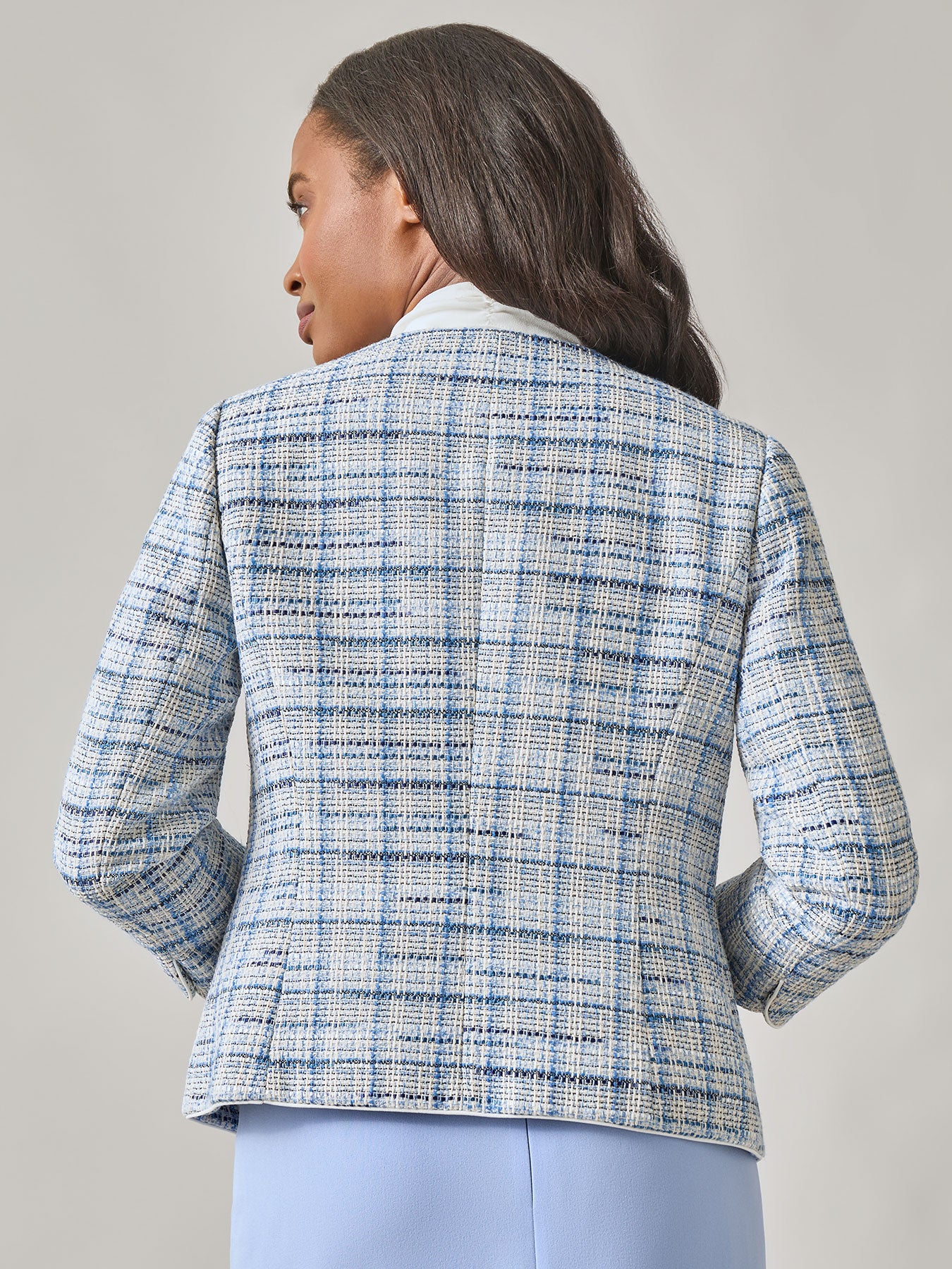 Plus Open Tweed Jacket, California Sky Multi | Kasper