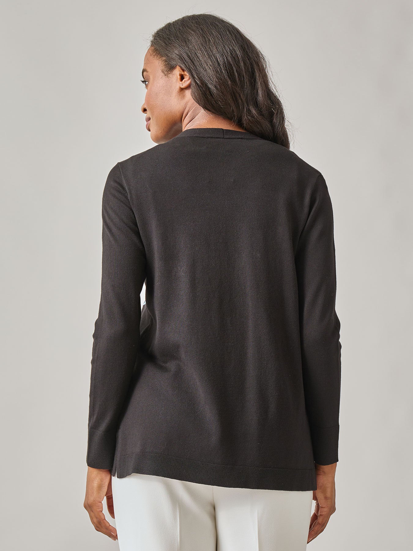 Plus Floral Embroidered Cardigan, Black | Kasper