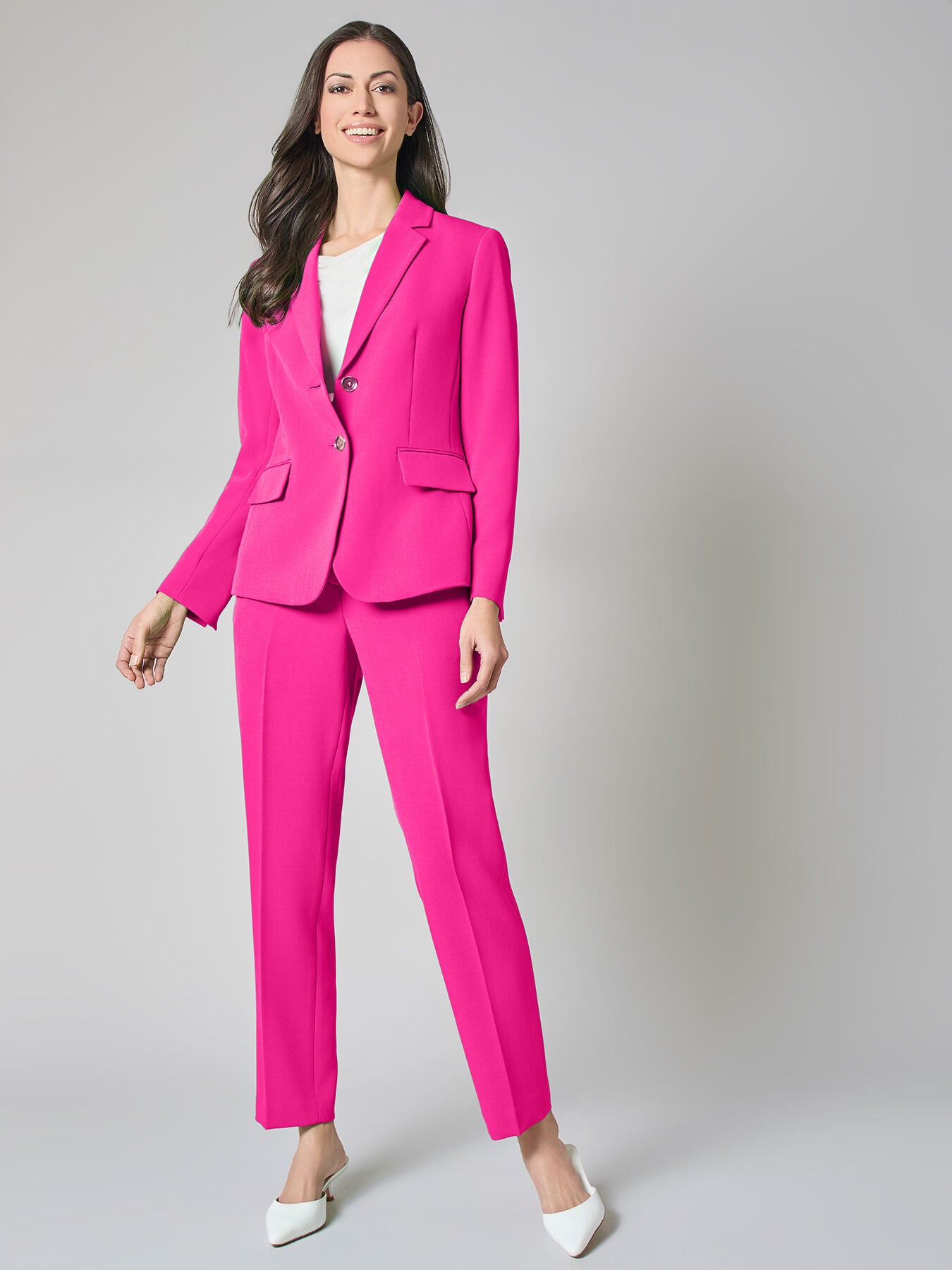 Two-Button Jacket, Iconic Stretch Crepe, Pink Perfection | Kasper