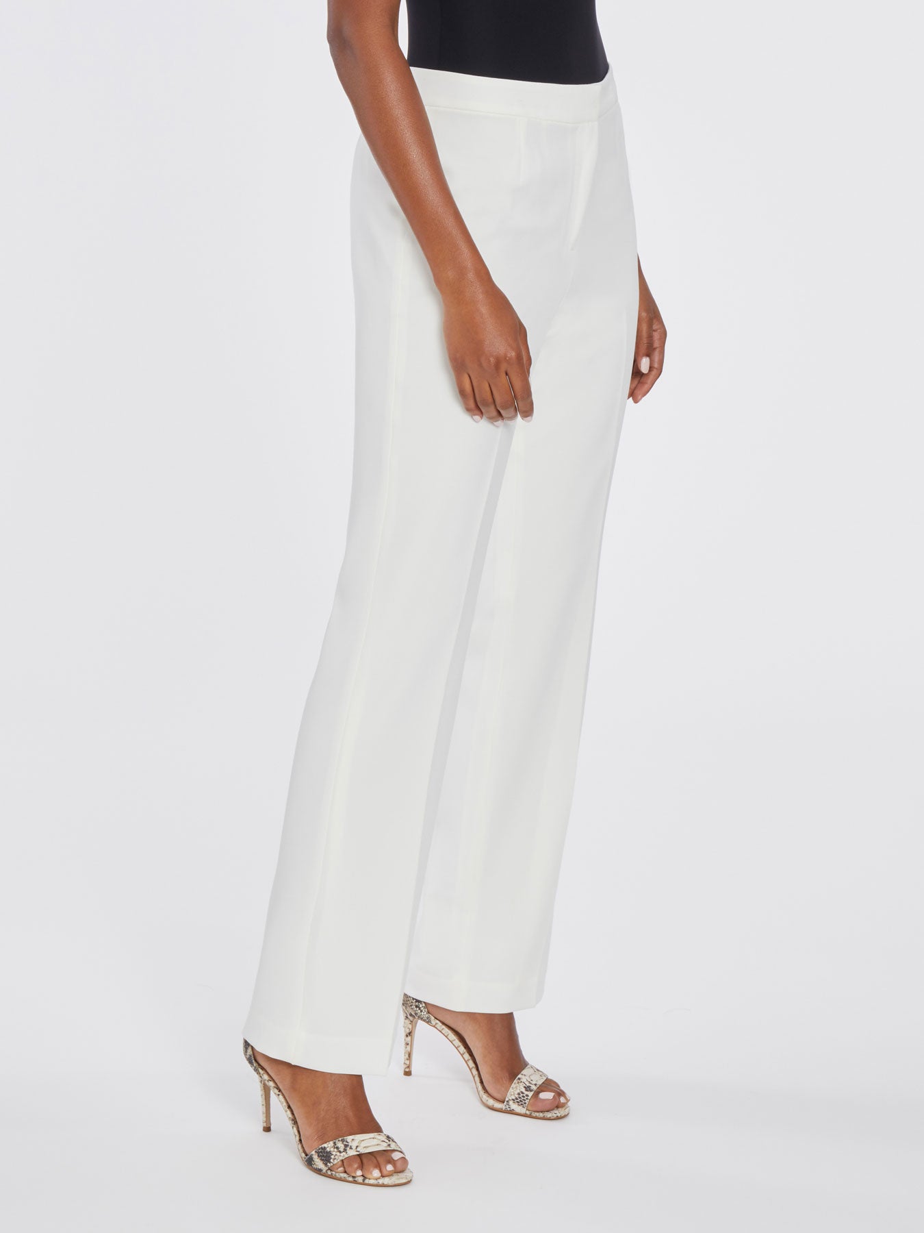 Icie Pants - High Waisted Tweed Wide Leg Pants in White & Black
