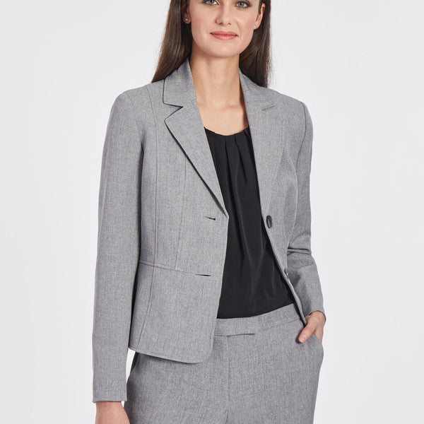 Catherines Blazer Jacket 22W 24W Gray Grey Button Polyester