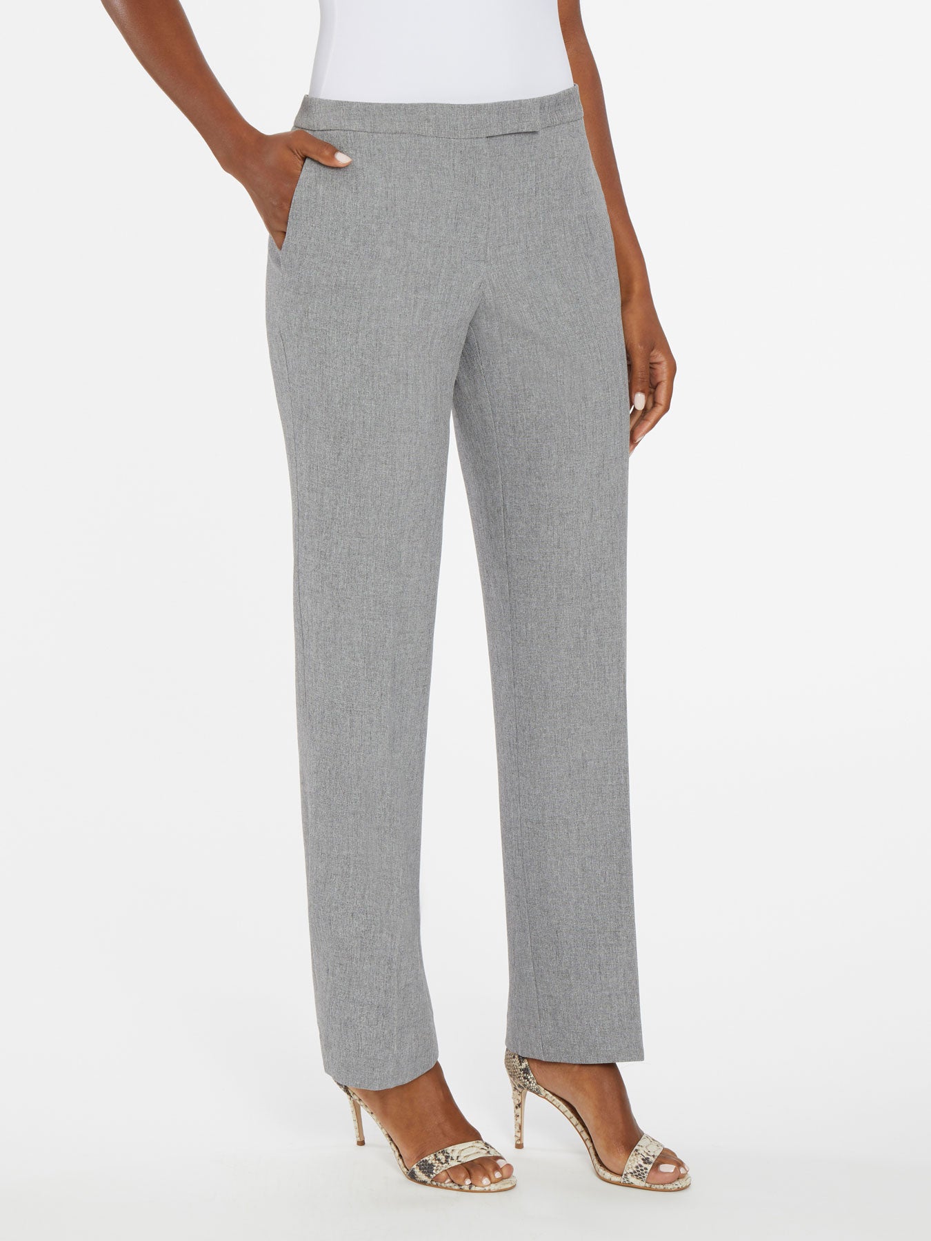 Wide-leg Suit Pants - Gray melange - Ladies