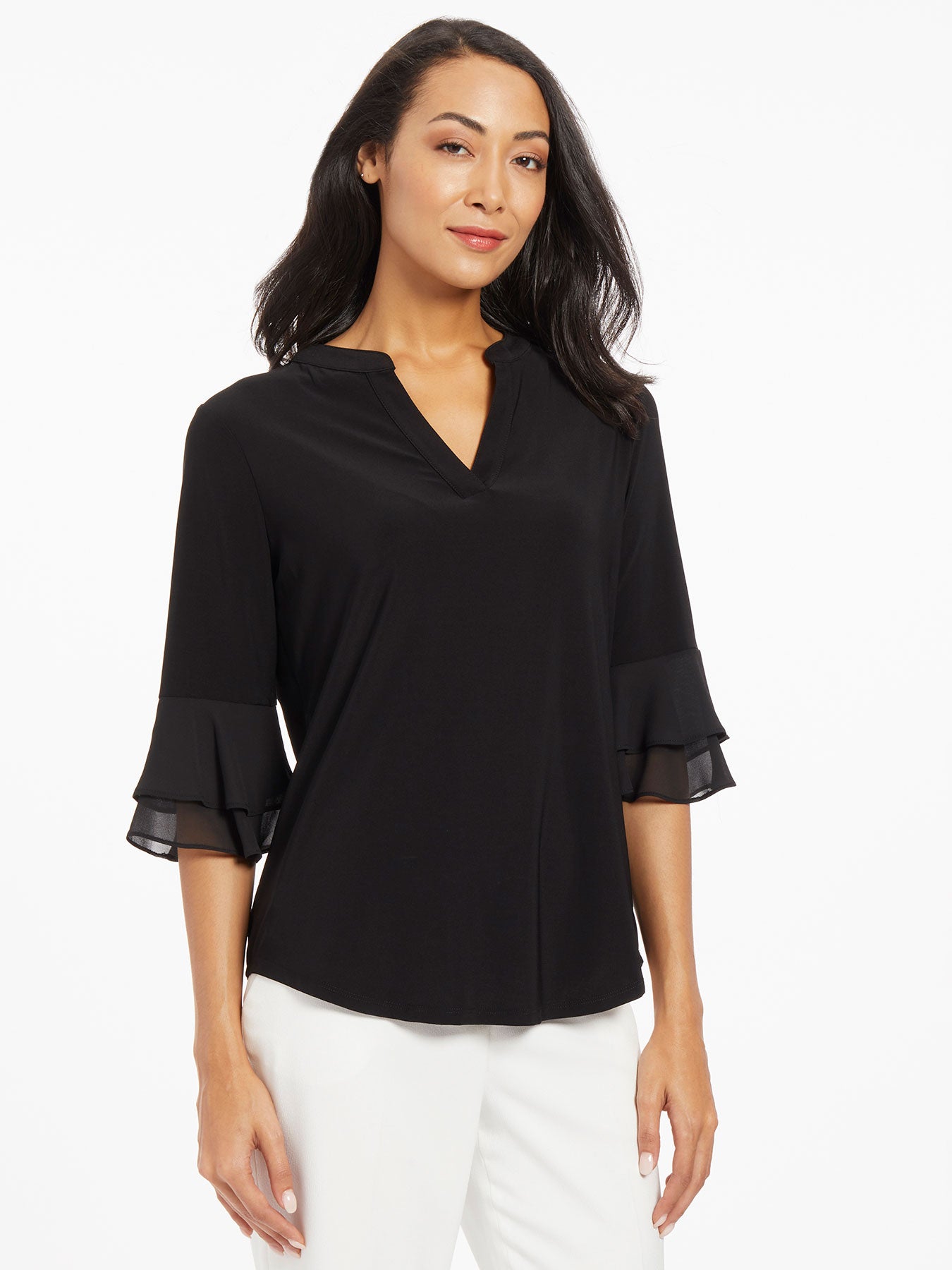 Flutter Sleeve Top - Black Tunic | Kasper