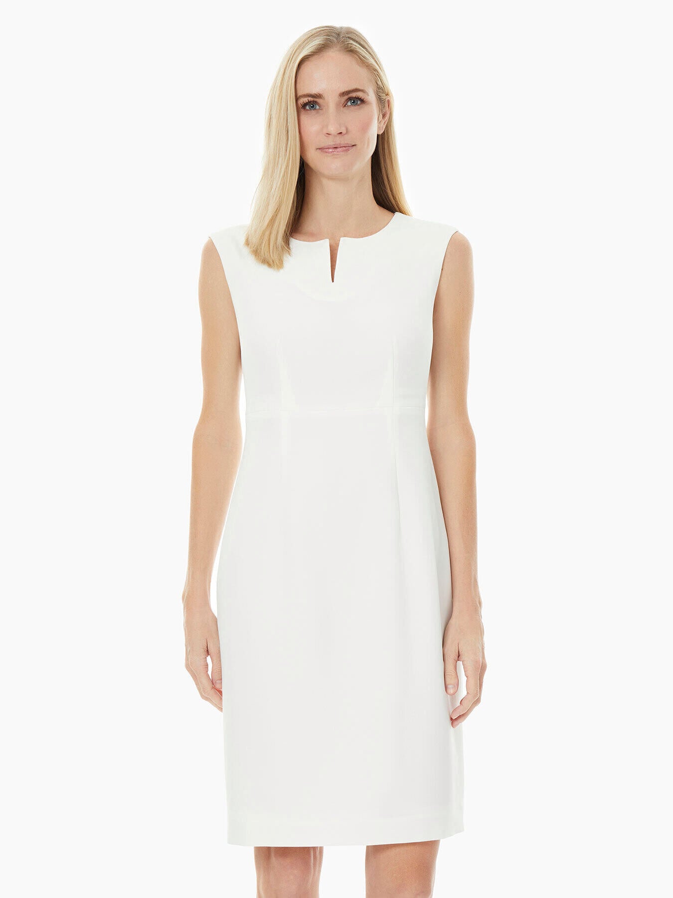 White Sheath Dress - Crepe Dress | Kasper