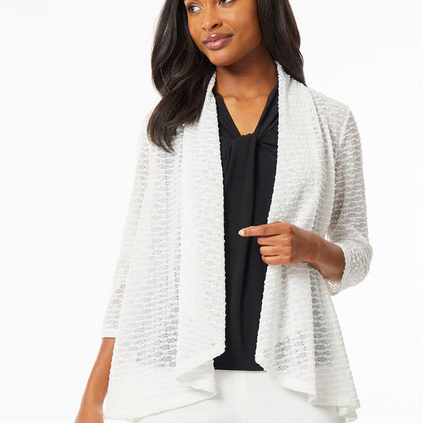 Sheer White Cardigan - White Knit Cardigan | Kasper